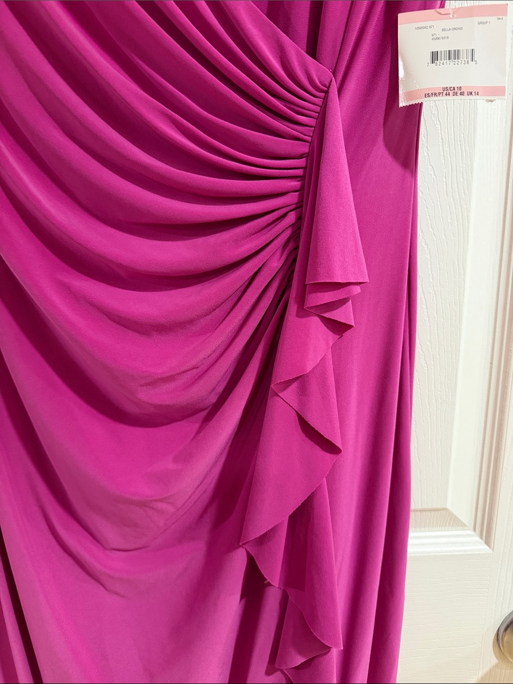 Kasper Magenta Faux Wrap Cascade Ruffle Sheath Dress Size 10 NWT Wedding Guest - Picture 6 of 7